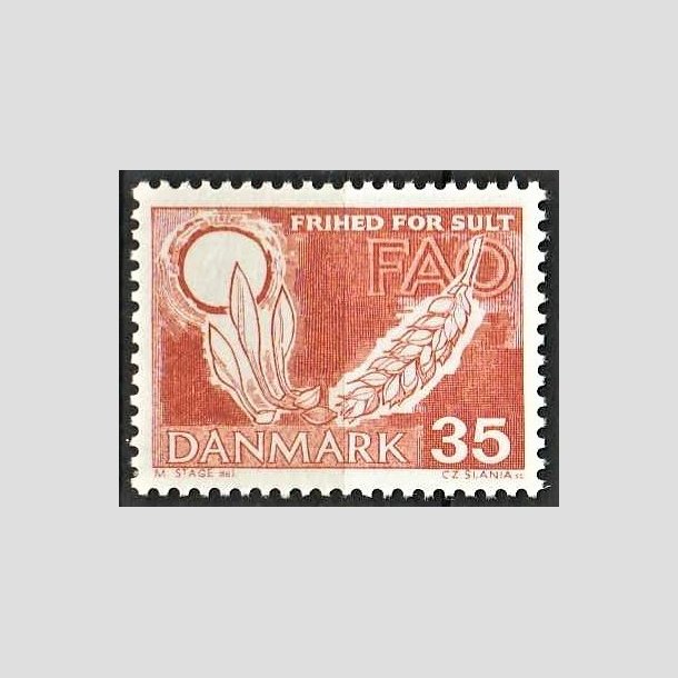 FRIMRKER DANMARK | 1962 - AFA 412F - FAO anti-hunger - 35 re brunrd - Postfrisk