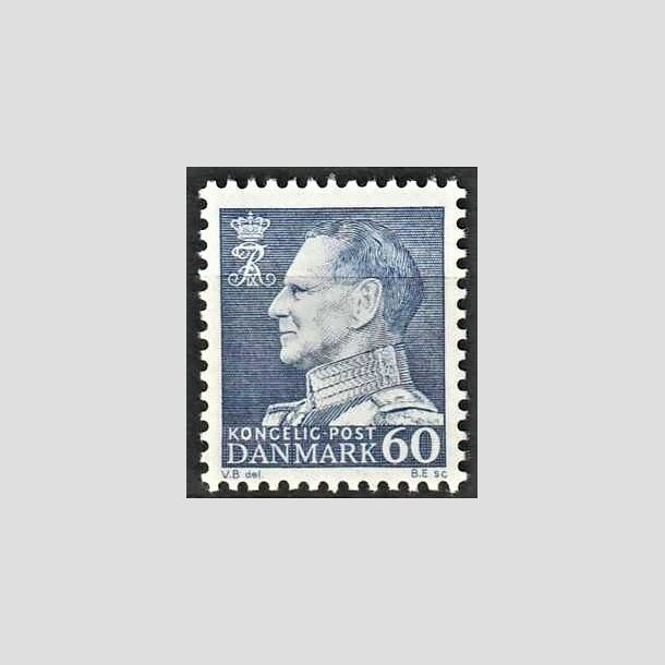 FRIMRKER DANMARK | 1962 - AFA 398F - Frederik IX - 60 re bl - Postfrisk