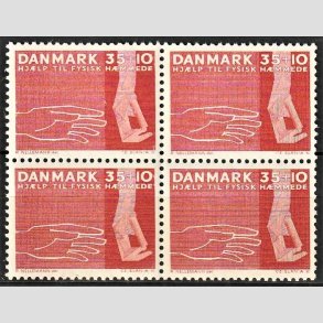 FRIMRKER DANMARK | 1963 - AFA 418F - Hjlp til fysisk hmmede - 35 + 10 re rd i 4-blok - Postfrisk