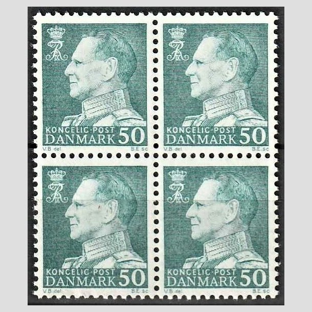 FRIMRKER DANMARK | 1962 - AFA 397F - Frederik IX - 50 re blgrn i 4-blok - Postfrisk