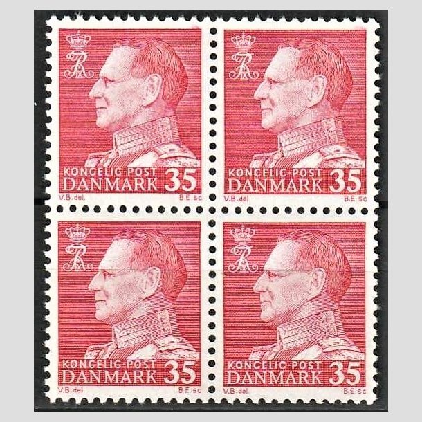 FRIMRKER DANMARK | 1963 - AFA 415F - Frederik IX - 35 re rd i 4-blok - Postfrisk