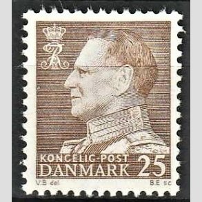 FRIMRKER DANMARK | 1963 - AFA 414 - Frederik IX - 25 re brun - Postfrisk