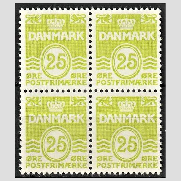 FRIMRKER DANMARK | 1965 - AFA 430 - Blgelinie - 25 re lysgrn i 4-blok - Postfrisk