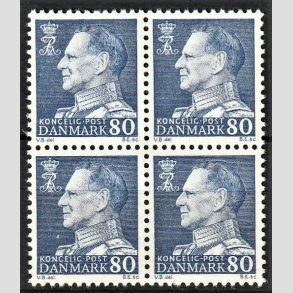 FRIMRKER DANMARK | 1965 - AFA 433 - Frederik IX - 80 re bl i 4-blok - Postfrisk