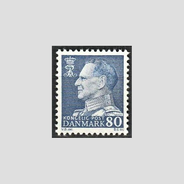 FRIMRKER DANMARK | 1965 - AFA 433 - Frederik IX - 80 re bl - Postfrisk