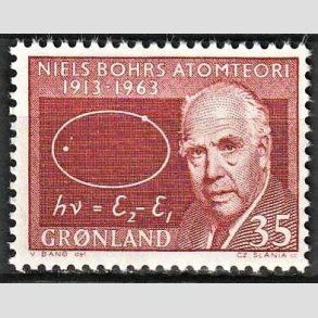 FRIMRKER DANMARK | 1963 - AFA 420 - Niels Bohr - 35 re rdbrun - Postfrisk