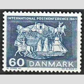 FRIMRKER DANMARK | 1963 - AFA 417 - International postkonference i Paris - 60 re bl - Postfrisk