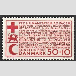 FRIMRKER DANMARK | 1966 - AFA 441F - Dansk Rde Kors - 50 + 10 re rd - Postfrisk