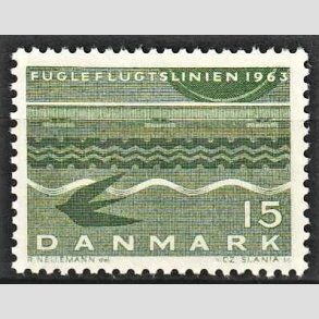 FRIMRKER DANMARK | 1963 - AFA 416 - Fugleflugtslinien til Tyskland - 15 re grn - Postfrisk