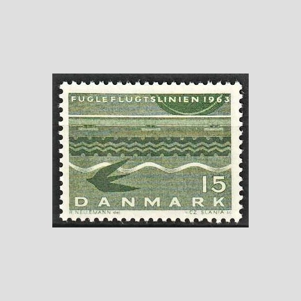 FRIMRKER DANMARK | 1963 - AFA 416 - Fugleflugtslinien til Tyskland - 15 re grn - Postfrisk