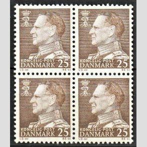 FRIMRKER DANMARK | 1963 - AFA 414 - Frederik IX - 25 re brun i 4-blok - Postfrisk