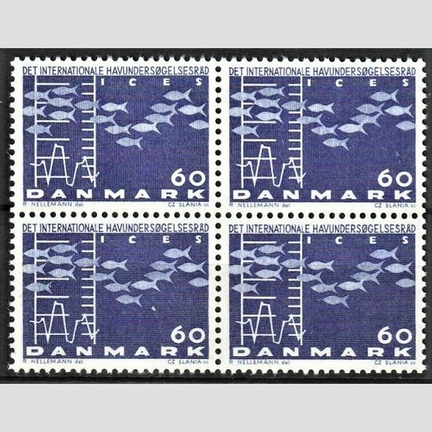 FRIMRKER DANMARK | 1964 - AFA 426F - Havundersgelsesrdet - 60 re bl i 4-blok - Postfrisk