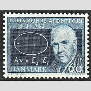 FRIMRKER DANMARK | 1963 - AFA 421F - Niels Bohr - 60 re bl - Postfrisk