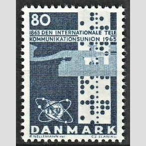 FRIMRKER DANMARK | 1965 - AFA 434 - Telekommunikationsunion - 80 re bl - Postfrisk