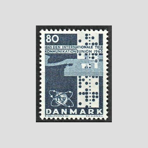 FRIMRKER DANMARK | 1965 - AFA 434F - Telekommunikationsunion - 80 re bl - Postfrisk