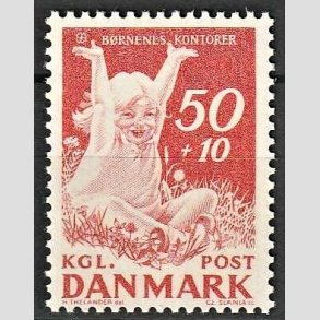 FRIMRKER DANMARK | 1965 - AFA 439F - Brnenes Kontor - 50 + 10 re rd - Postfrisk