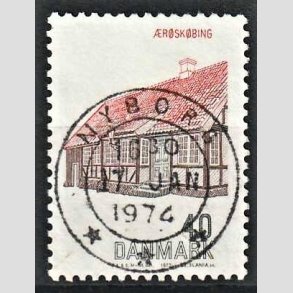 FRIM�RKER DANMARK | 1972 - AFA 538 - Dansk bygningskunst - 40 �re r�d/brun/sort - Pragt Stemplet Nyborg