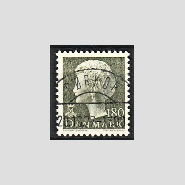 FRIMRKER DANMARK | 1977 - AFA 647 - Dronning Margrethe - 180 re sortgrn - Pragt Stemplet Brkop