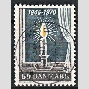 FRIM�RKER DANMARK | 1970 - AFA 496 - Danmark bes�ttelses oph�r 25 �r - 50 �re brun/gul/gr� - Pragt Stemplet Skjern