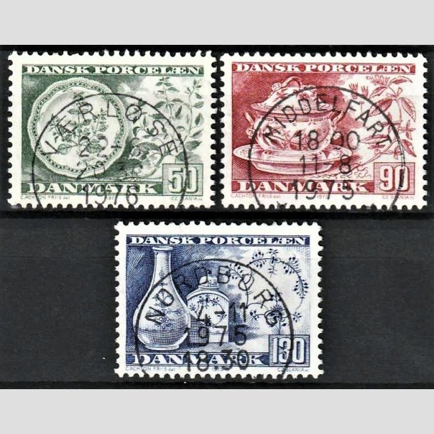 FRIMRKER DANMARK | 1975 - AFA 588-90 - Dansk porceln - 50-130 re i st - Pragt Stemplet