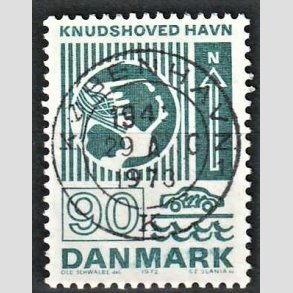 FRIM�RKER DANMARK | 1972 - AFA 537 - Trafiktekniske anl�g - 90 �re bl�gr�n - Pragt Stemplet
