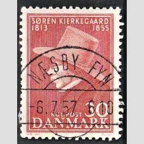FRIM�RKER DANMARK | 1955 - AFA 365 - S�ren Kierkeghaard - 30 �re r�d - Pragt Stemplet