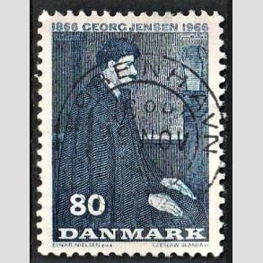 FRIM�RKER DANMARK | 1966 - AFA 447 - Georg Jensen - 80 �re bl� - Lux Stemplet 