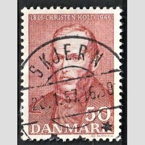 FRIM�RKER DANMARK | 1966 - AFA 444 - Christen Kold - 50 �re brunr�d - Pragt Stemplet Skjern