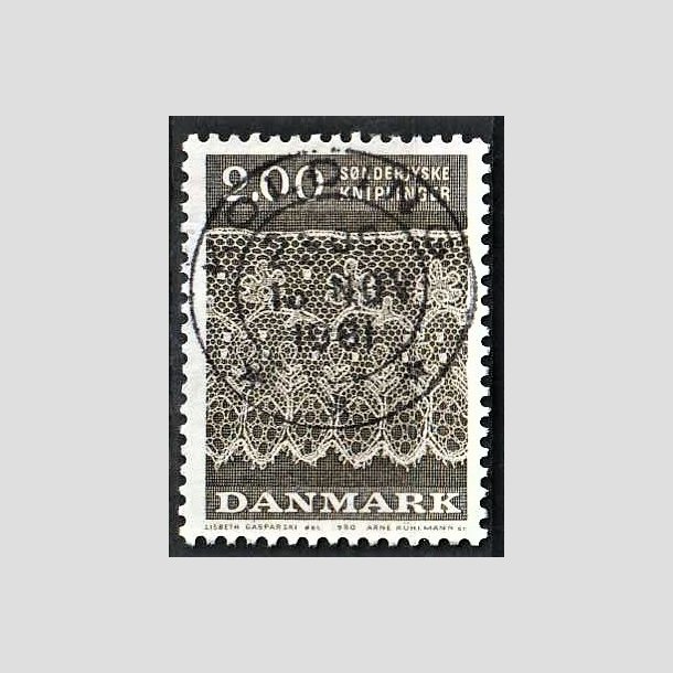 FRIMRKER DANMARK | 1980 - AFA 713 - Snderjyske kniplinger - 2,00 Kr. grbrun - Pragt Stemplet Kolding