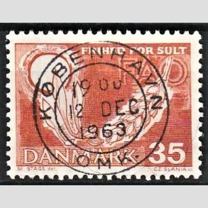 FRIM�RKER DANMARK | 1963 - AFA 412 - FAO anti-hunger - 35 �re brunr�d - Lux Stemplet