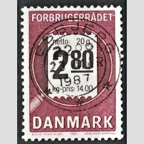 FRIM�RKER DANMARK | 1987 - AFA 878 - Forbrugerr�det 40 �r. - 2,80 Kr. lilla/sort - Pragt Stemplet