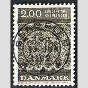 FRIM�RKER DANMARK | 1980 - AFA 713 - S�nderjyske kniplinger - 2,00 Kr. gr�brun - Pragt Stemplet Slagelse