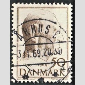 FRIM�RKER DANMARK | 1969 - AFA 480 - Fredrik IX 70 �r - 50 �re brun - Pragt Stemplet �rhus C