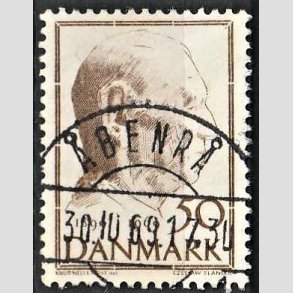 FRIMRKER DANMARK | 1969 - AFA 480 - Fredrik IX 70 r - 50 re brun - Pragt Stemplet benr