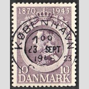 FRIM�RKER DANMARK | 1945 - AFA 290 - Chr. X 75 �r 10 �re violet - Pragt Stemplet 