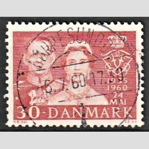 FRIM�RKER DANMARK | 1960 - AFA 384 - S�lvbryllup - 30 �re r�d - Pragt Stemplet