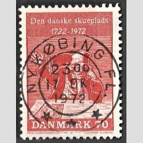 FRIM�RKER DANMARK | 1972 - AFA 532 - Holbergs komedier - 70 �re r�d - Lux Stemplet Nyk�bing Fl.