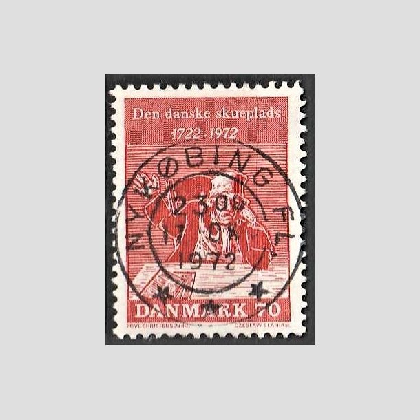 FRIMRKER DANMARK | 1972 - AFA 532 - Holbergs komedier - 70 re rd - Lux Stemplet Nykbing Fl.