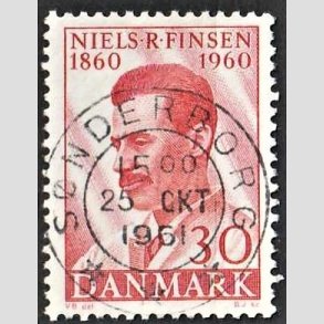 FRIM�RKER DANMARK | 1960 - AFA 387 - Niels R. Finsen - 30 �re r�d - Pragt Stemplet S�nderborg
