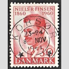 FRIM�RKER DANMARK | 1960 - AFA 387 - Niels R. Finsen - 30 �re r�d - Pragt Stemplet Kors�r