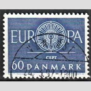FRIM�RKER DANMARK | 1960 - AFA 389 - CEPT - 60 �re bl� - Pragt Stemplet Vanl�se