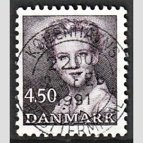 FRIMRKER DANMARK | 1990 - AFA 957 - Dronning Margrethe - 4,50 Kr. mrkviolet - Pragt Stemplet