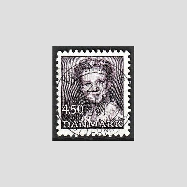 FRIMRKER DANMARK | 1990 - AFA 957 - Dronning Margrethe - 4,50 Kr. mrkviolet - Pragt Stemplet