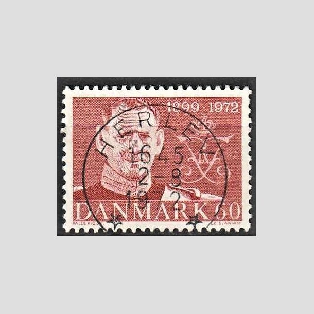 FRIMRKER DANMARK | 1972 - AFA 522 - Frederik IX mindeudgave - 60 re brunrd - Pragt Stemplet Herlev