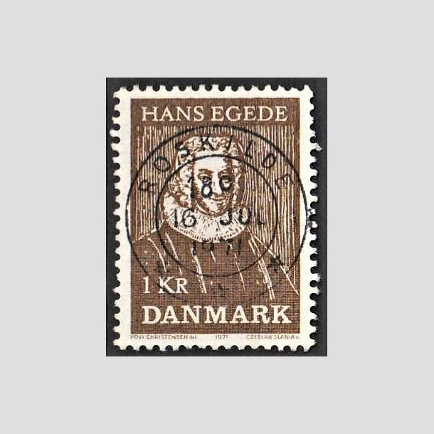 FRIMRKER DANMARK | 1971 - AFA 513 - Hans Egede - 1,00 Kr, brun - Pragt Stemplet Roskilde