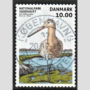 FRIM�RKER DANMARK | 2015 - AFA 1807 - Nationalpark Vadehavet - 10,00 Kr. kobbersneppe - Pragt Stemplet