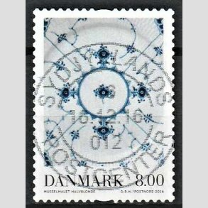 FRIM�RKER DANMARK | 2016 - AFA 1874 - Dansk porcel�n - 8,00 Kr. Muselmalet - Pragt Stemplet 