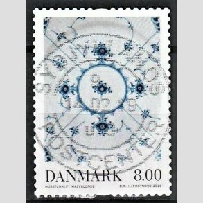 FRIM�RKER DANMARK | 2016 - AFA 1874 - Dansk porcel�n - 8,00 Kr. Muselmalet - Pragt Stemplet 
