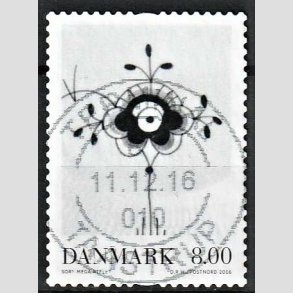 FRIM�RKER DANMARK | 2016 - AFA 1873 - Dansk porcel�n - 8,00 Kr. Sort Mega - Pragt Stemplet