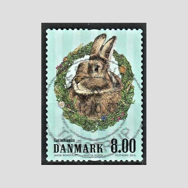FRIMRKER DANMARK | 2016 - AFA 1851 - Grdens dyr - 8,00 Kr. kanin - Pragt Stemplet
